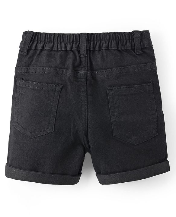 Babyhug Denim Mid Thigh  Solid Washed Shorts - Blue