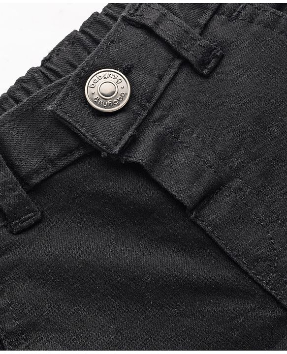 Babyhug Denim Mid Thigh  Solid Washed Shorts - Blue