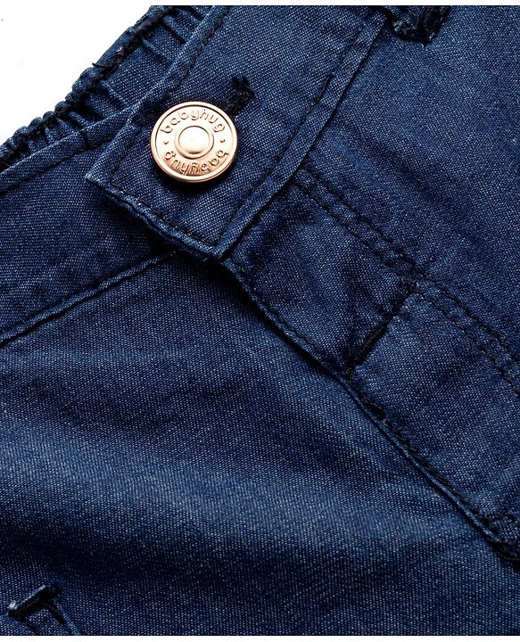 Babyhug Mid Thigh Length Solid Color Denim Shorts - Navy Blue