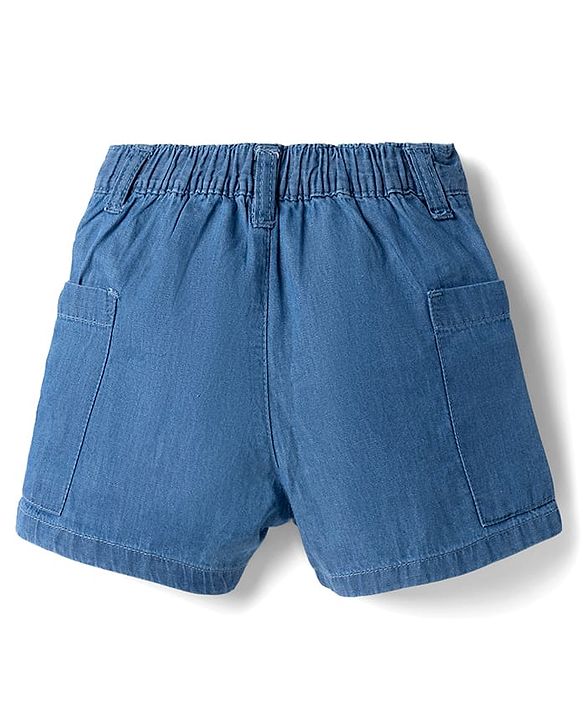 Babyhug Mid Thigh Length Solid Color Denim Shorts - Navy Blue