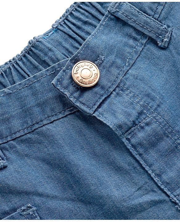 Babyhug Mid Thigh Length Solid Color Denim Shorts - Navy Blue