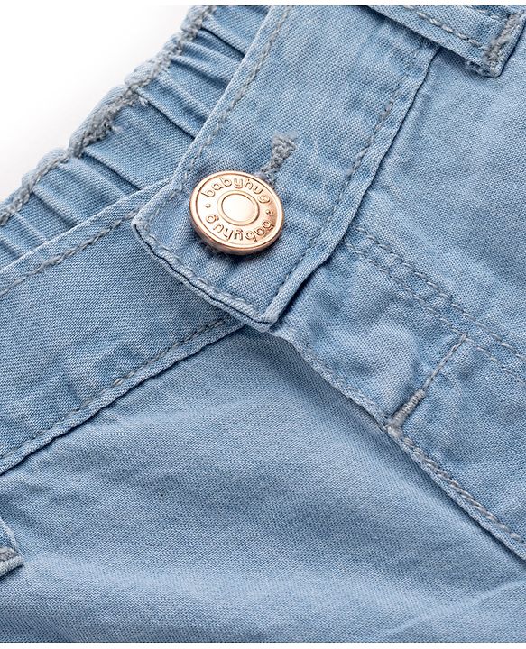 Babyhug Mid Thigh Length Solid Color Denim Shorts - Navy Blue