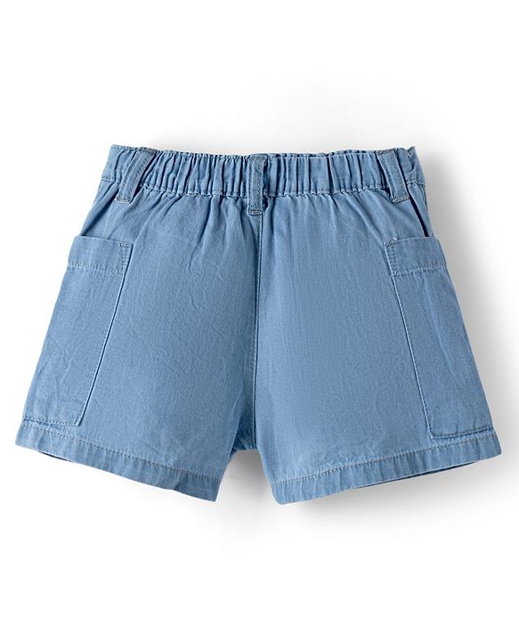 Babyhug Mid Thigh Length Solid Color Denim Shorts - Navy Blue