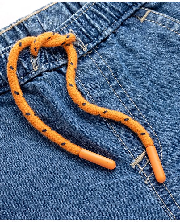 Babyhug Mid Thigh Length Solid Color Denim Shorts - Blue