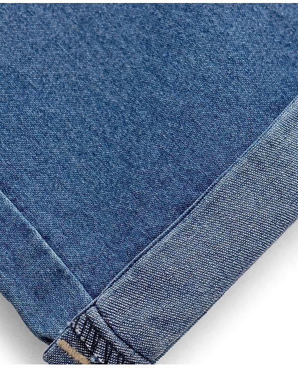 Babyhug Mid Thigh Length Solid Color Denim Shorts - Blue