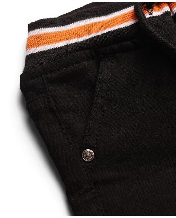 Babyhug Denim Washed Mid Thigh Length Solid Shorts With Stretch - Black