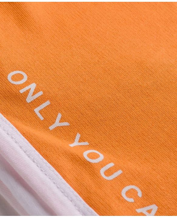 Pine Kids Cotton Knit Half Sleeves Text Printed Top & Shorts Set - White & Orange