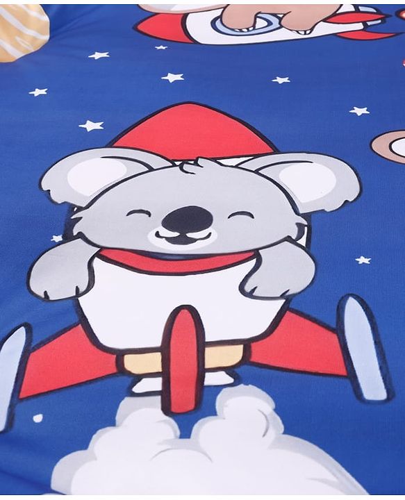 Babyhug Animal in Space Theme Play Gym with Hanging Toys Soft Activity Play Mat for Babies Detachable Rattling Toys Portable & Foldable| Motor Skill Development Ideal for Gifting BIS Certified - Blue