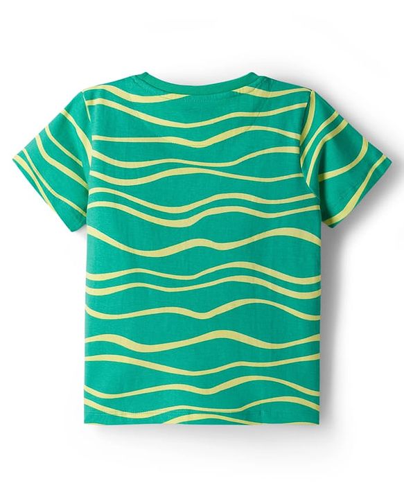 Pine Kids Cotton Knit Half Sleeves Printed T-Shirt & Shorts Co-ord Night Suit - Green