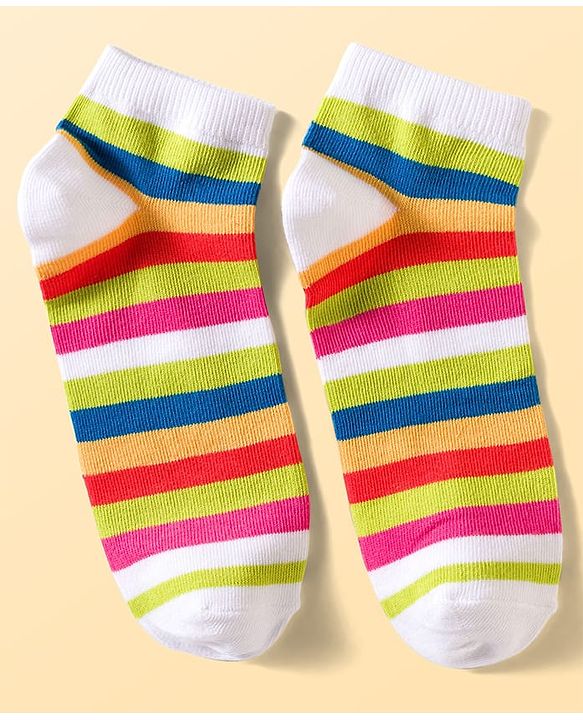 Pine Kids Cotton Knit Ankle Length Socks With Stripes & Polka Dots Print Pack of 5 ( Colour May Vary )