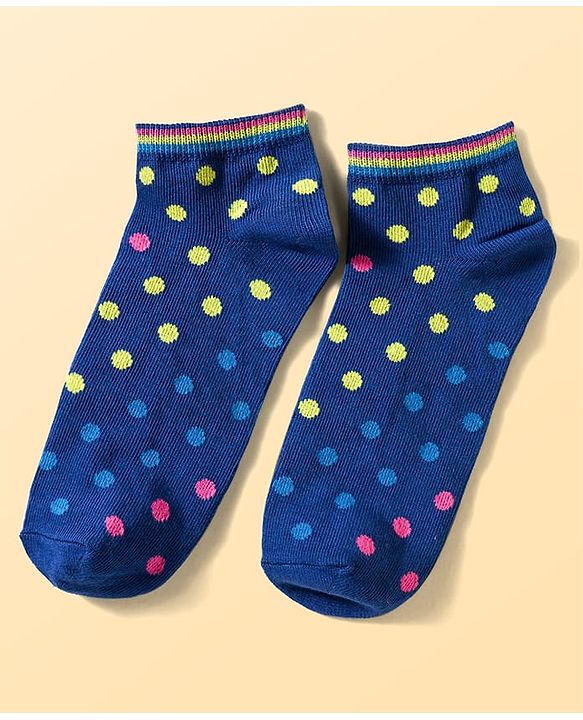 Pine Kids Cotton Knit Ankle Length Socks With Stripes & Polka Dots Print Pack of 5 ( Colour May Vary )