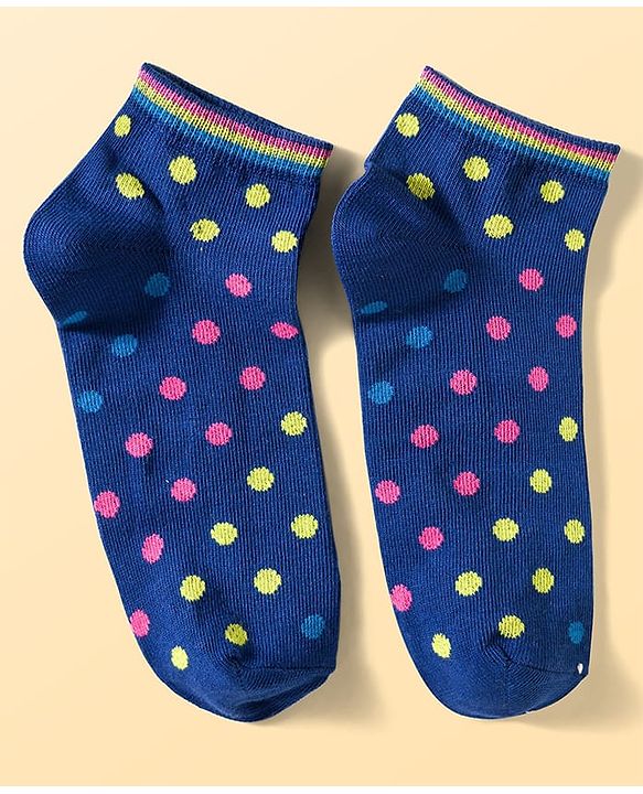 Pine Kids Cotton Knit Ankle Length Socks With Stripes & Polka Dots Print Pack of 5 ( Colour May Vary )