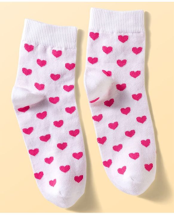 Pine Kids Cotton Knit Ankle Length Floral Butterfly & Hearts Printed Socks Pack Of 3 ( Colour May Vary )