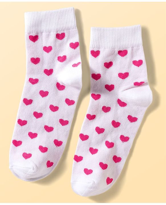Pine Kids Cotton Knit Ankle Length Floral Butterfly & Hearts Printed Socks Pack Of 3 ( Colour May Vary )