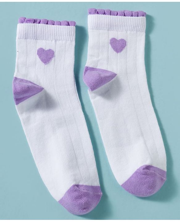 Pine Kids Cotton Knit Ankle Length Socks With Hearts Design Pack Of 3 ( Colour May Vary )