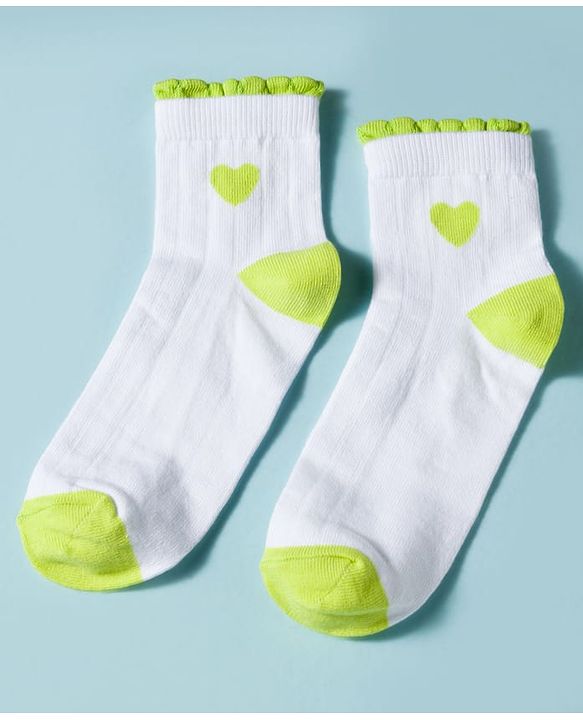 Pine Kids Cotton Knit Ankle Length Socks With Hearts Design Pack Of 3 ( Colour May Vary )