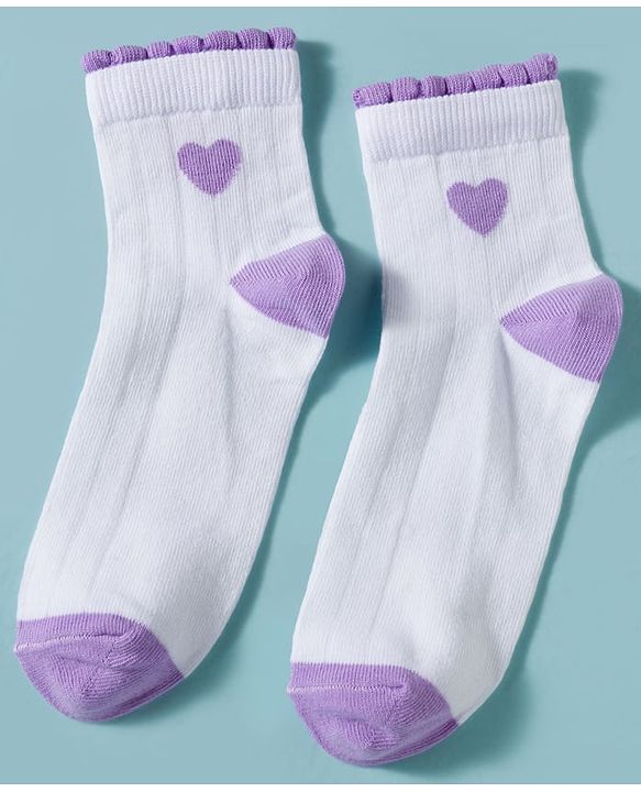 Pine Kids Cotton Knit Ankle Length Socks With Hearts Design Pack Of 3 ( Colour May Vary )