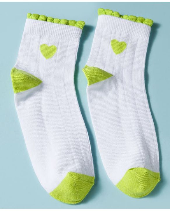 Pine Kids Cotton Knit Ankle Length Socks With Hearts Design Pack Of 3 ( Colour May Vary )