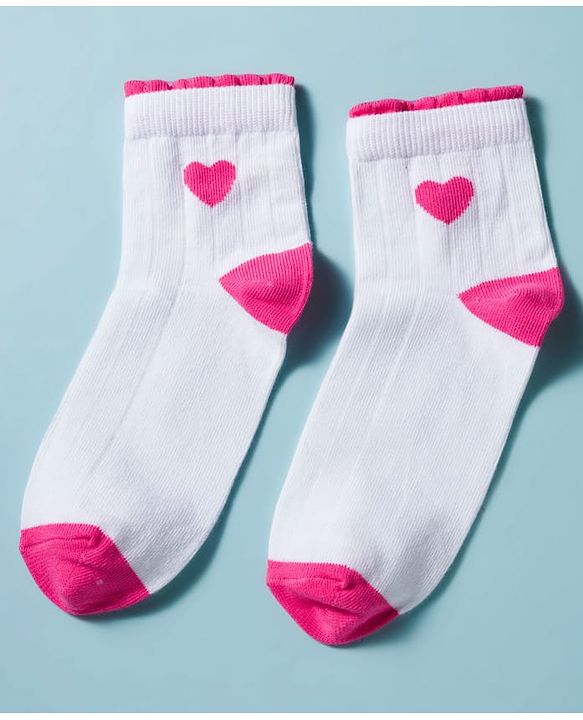 Pine Kids Cotton Knit Ankle Length Socks With Hearts Design Pack Of 3 ( Colour May Vary )