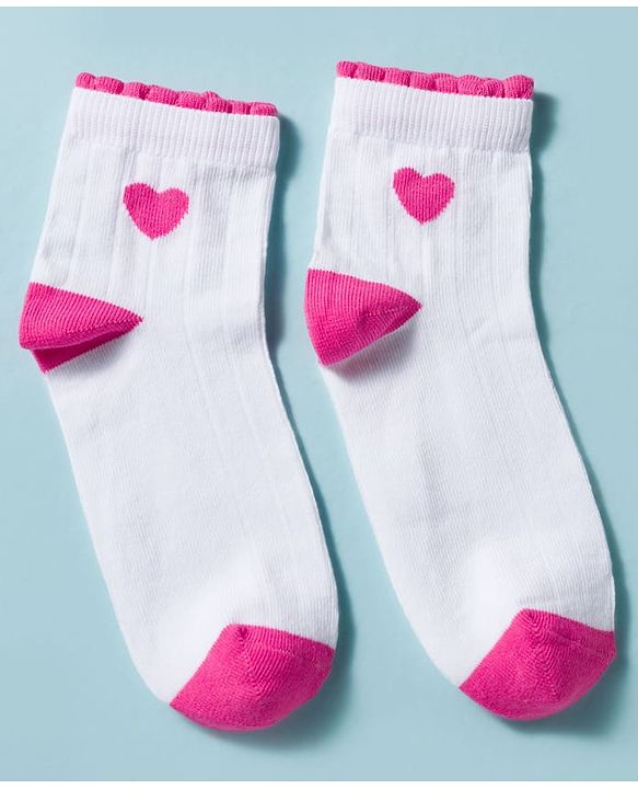 Pine Kids Cotton Knit Ankle Length Socks With Hearts Design Pack Of 3 ( Colour May Vary )