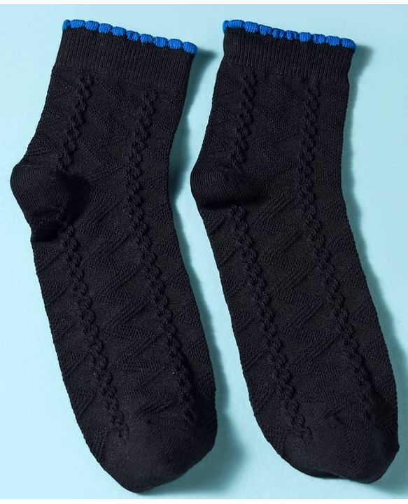 Pine Kids Cotton Knit Ankle Length Socks Embroidery Design Pack Of 3 ( Colour May Vary )