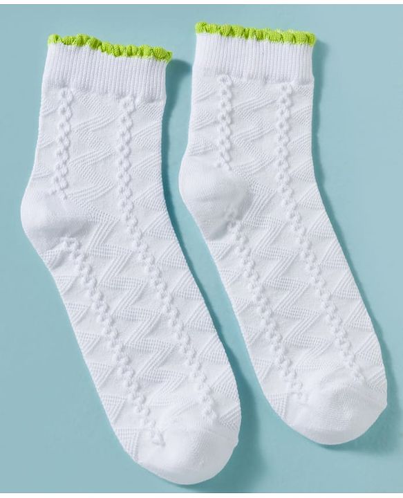 Pine Kids Cotton Knit Ankle Length Socks Embroidery Design Pack Of 3 ( Colour May Vary )