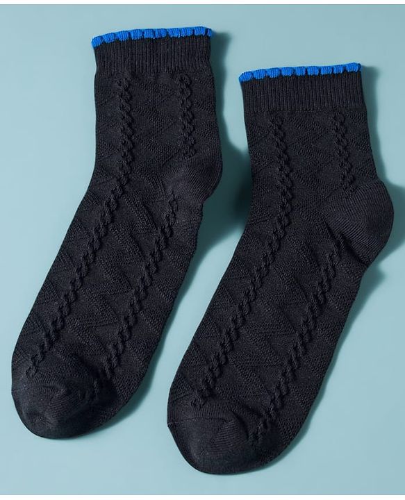 Pine Kids Cotton Knit Ankle Length Socks Embroidery Design Pack Of 3 ( Colour May Vary )