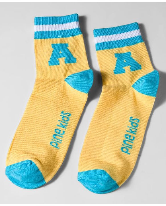 Pine Kids Cotton Knit Ankle Length Socks With Text Design Pack Of 3 ( Colour May Vary )