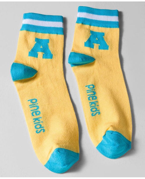 Pine Kids Cotton Knit Ankle Length Socks With Text Design Pack Of 3 ( Colour May Vary )