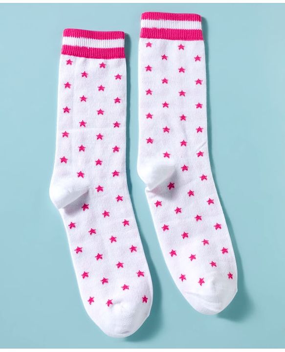 Pine Kids Cotton Knit Ankle Length Striped Socks With Star Design Pack Of 3 ( Colour May Vary )