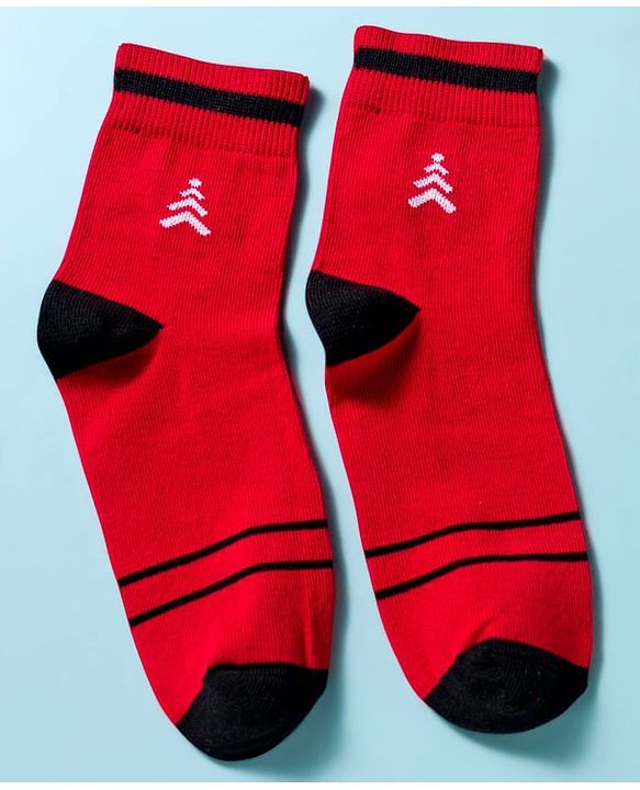 Pine Kids Cotton Knit Ankle Length Socks With Stripes & Text Design Pack Of 3 - ( Colour May Vary )