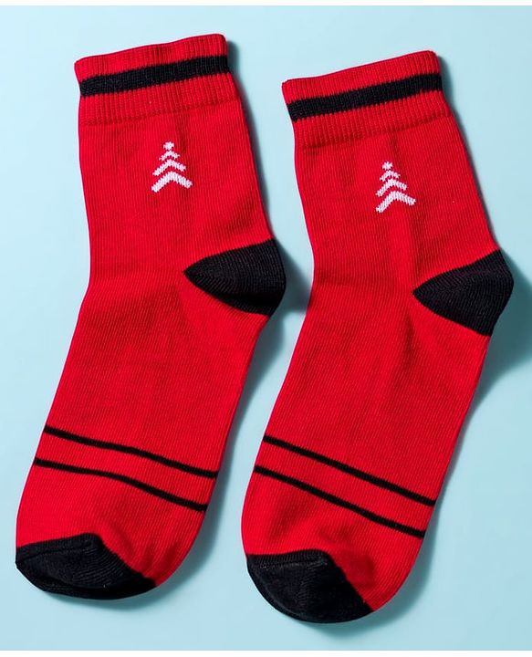 Pine Kids Cotton Knit Ankle Length Socks With Stripes & Text Design Pack Of 3 - ( Colour May Vary )