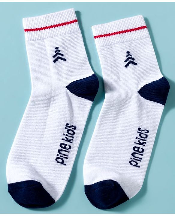 Pine Kids Cotton Knit Ankle Length Socks With Stripes & Text Design Pack Of 3 - ( Colour May Vary )