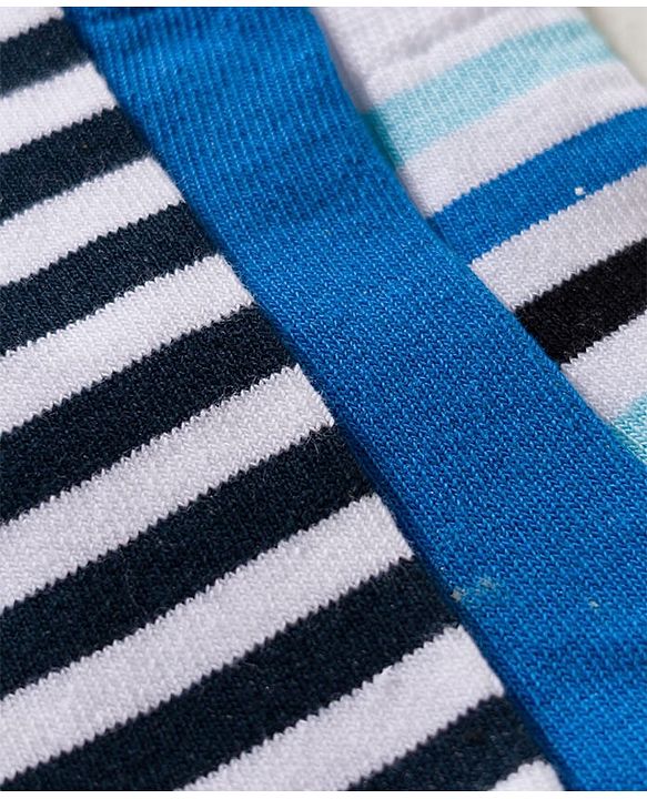 Pine Kids Cotton Knit Ankle Length Striped Socks Pack Of 3 ( Colour May Vary )