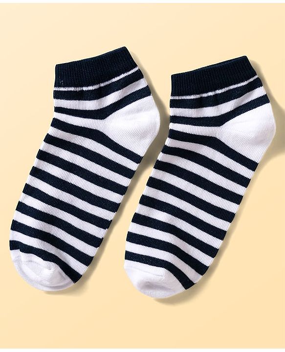 Pine Kids Cotton Knit Ankle Length Striped Socks Pack Of 3 ( Colour May Vary )