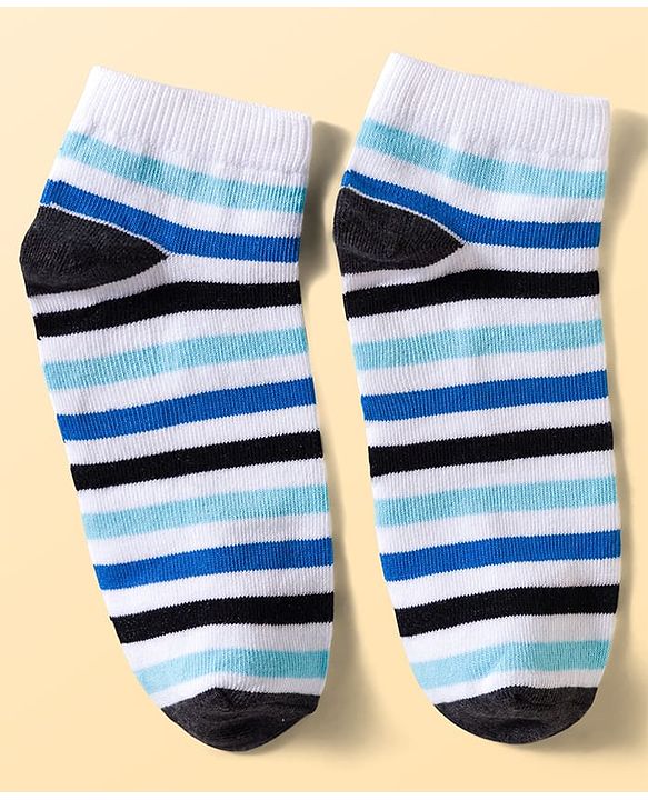 Pine Kids Cotton Knit Ankle Length Striped Socks Pack Of 3 ( Colour May Vary )