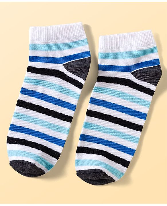 Pine Kids Cotton Knit Ankle Length Striped Socks Pack Of 3 ( Colour May Vary )