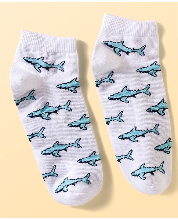 Pine Kids Cotton Knit Ankle Length Sea Life Printed & Solid Socks Pack Of 3 ( Colour May Vary )
