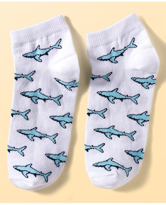 Pine Kids Cotton Knit Ankle Length Sea Life Printed & Solid Socks Pack Of 3 ( Colour May Vary )
