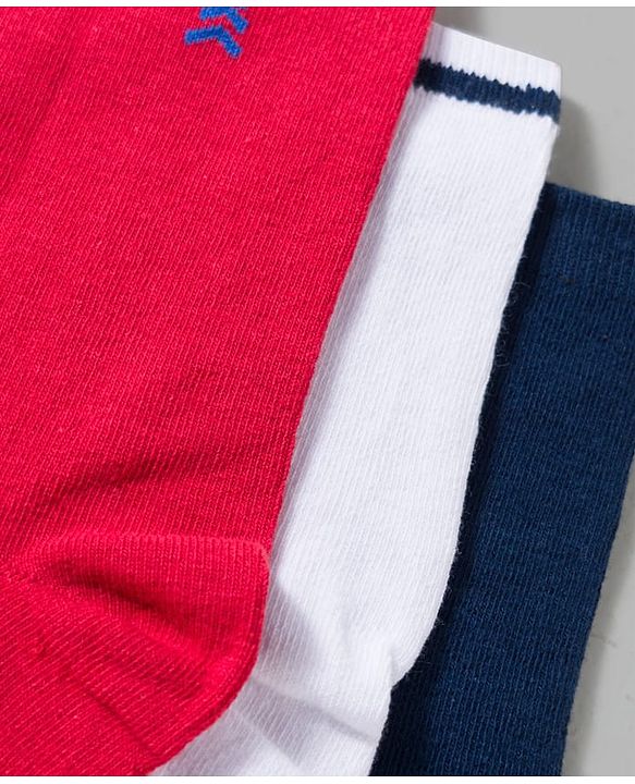 Pine Kids Cotton Knit Ankle Length Solid Socks Pack Of 3 ( Colour May Vary )