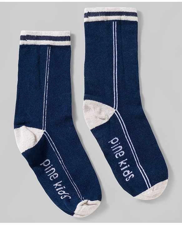 Pine Kids Cotton Knit Ankle Length Socks With Text Design Pack Of 3 ( Colour May Vary )