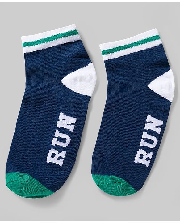 Pine Kids Cotton Knit Ankle Length Socks With Text Design Pack Of 3 ( Colour May Vary )