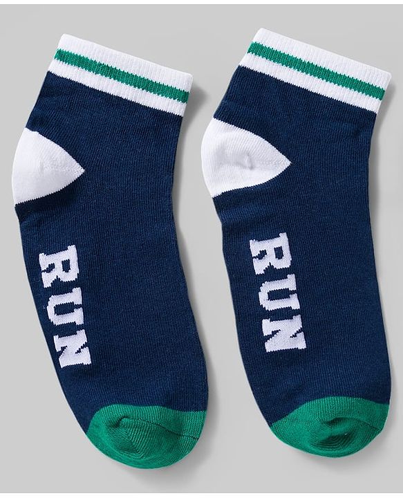 Pine Kids Cotton Knit Ankle Length Socks With Text Design Pack Of 3 ( Colour May Vary )