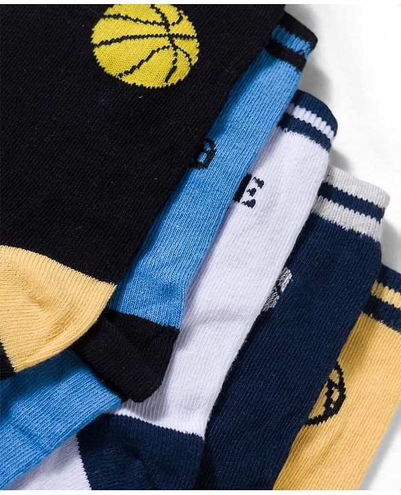 Pine Kids Knit Ankle Length Socks with Sports Theme Design Pack of 3 - (Colour May Vary)