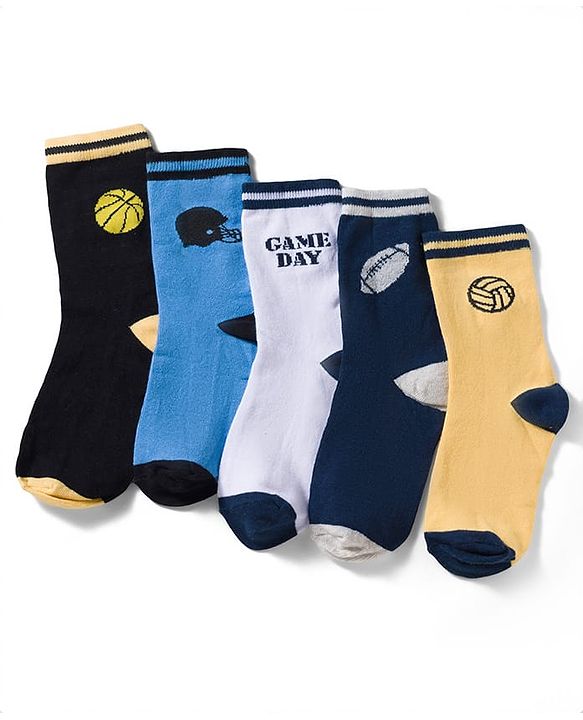 Pine Kids Knit Ankle Length Socks with Sports Theme Design Pack of 3 - (Colour May Vary)