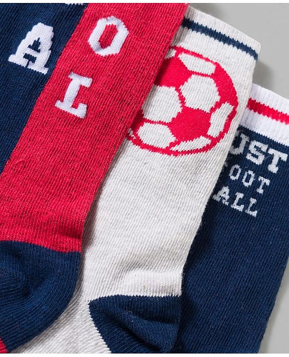 Pine Kids Cotton Knit Ankle Length Socks With Sports Theme Design Pack Of 3 ( Colour May Vary )