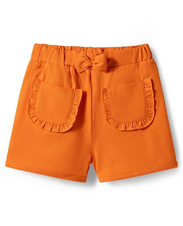 Babyhug Single Jersey Knit Half Puffed Sleeves Good Days Ahead Text Printed Top & Shorts Set - White & Orange