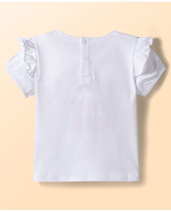 Babyhug Single Jersey Knit Half Puffed Sleeves Good Days Ahead Text Printed Top & Shorts Set - White & Orange