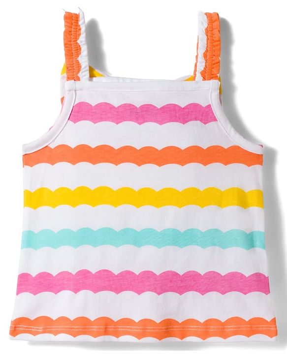 Babyhug Cotton Knit Sleeveless Co-Ords Printed Top & Shorts Set With Bow Applique - Multicolour