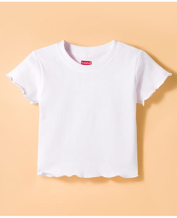 Babyhug Woven Denim Frock & Half Sleeves Inner Tee With Heart Patch - Blue